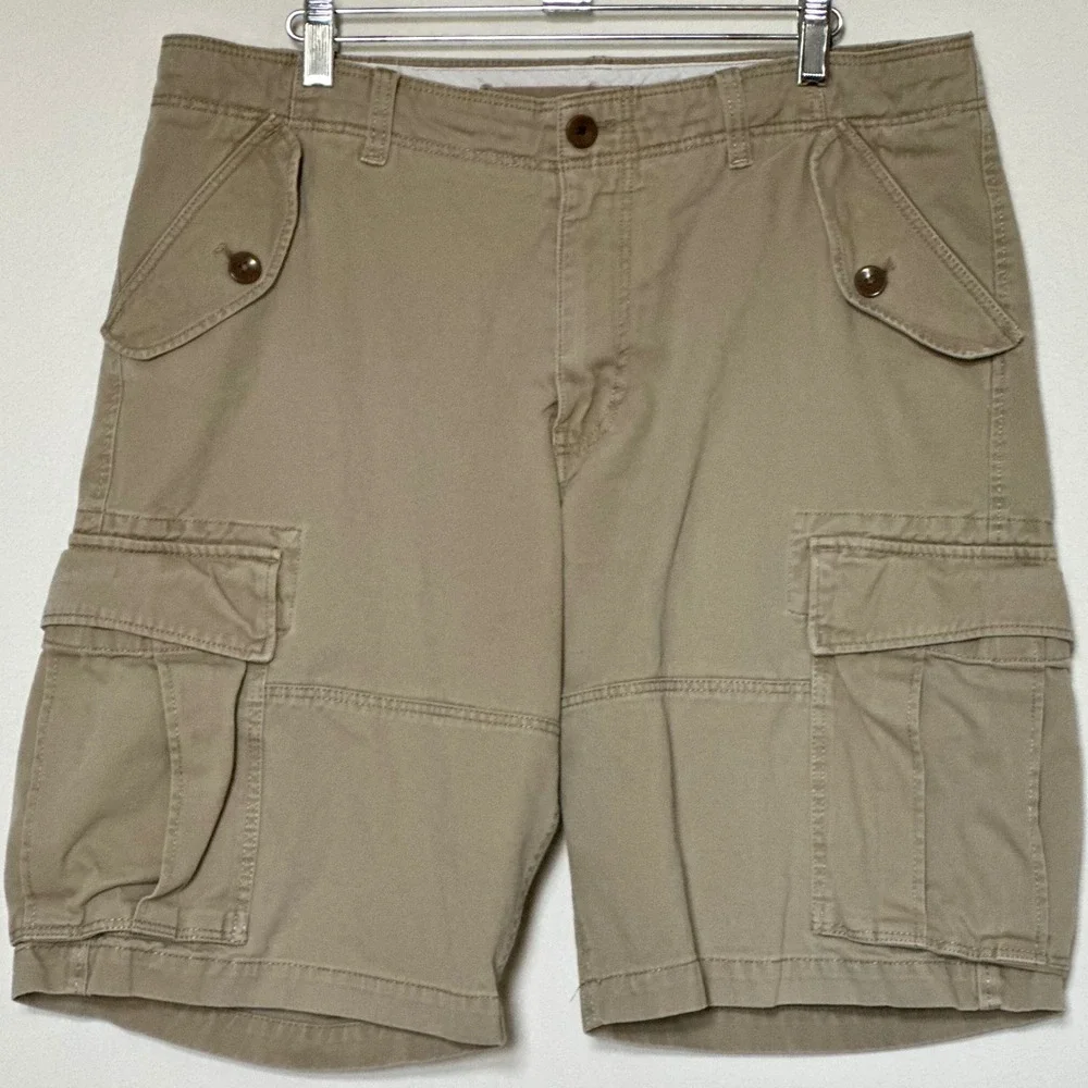 Banana Republic Mens Khaki‎ Cotton Cargo Shorts Tan Size 34 Utility Multi Pocket